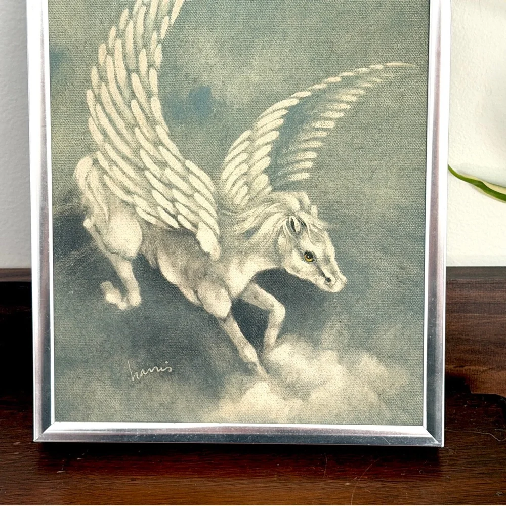 Pegasus Horse Peggy Harris Artist Original 1983 Oil Paintings Art Signed Framed
